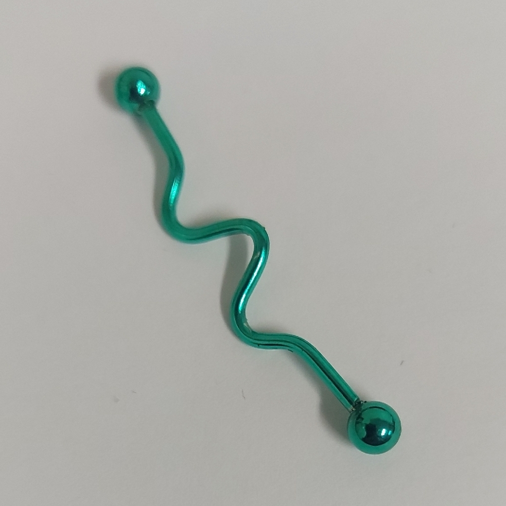 Green Curved Barbell Piercing